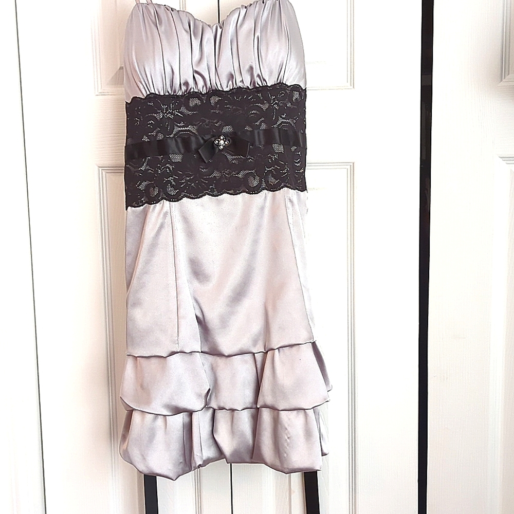 Grey with black lace dress